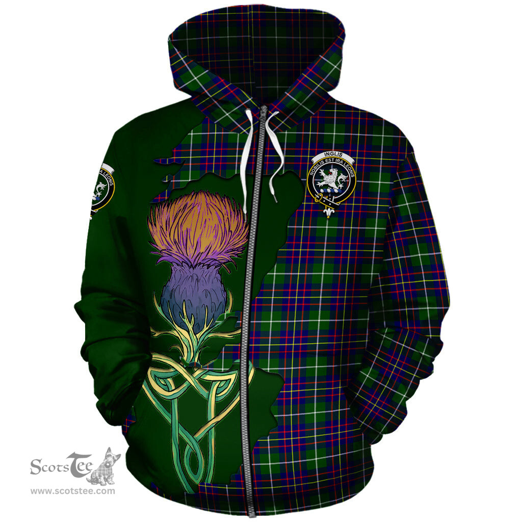 Scottish Inglis Modern Clan Tartan Crest with Thistle and Scotland Map Tartan Plaid Hoodie Scottish Plaid Tartan Plaid - ScotsTee - scotstee.com