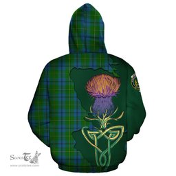 Scottish Johnstone Clan Tartan Crest with Thistle and Scotland Map Tartan Plaid Hoodie Scottish Plaid Tartan Plaid - ScotsTee - scotstee.com