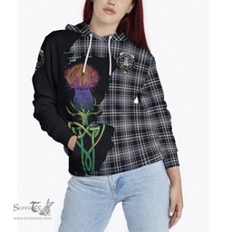 Scottish MacLean Black and White Clan Tartan Crest with Thistle and Scotland Map Tartan Plaid Hoodie Scottish Plaid Tartan Plaid - ScotsTee - scotstee.com