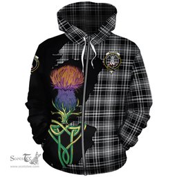 Scottish MacLean Black and White Clan Tartan Crest with Thistle and Scotland Map Tartan Plaid Hoodie Scottish Plaid Tartan Plaid - ScotsTee - scotstee.com