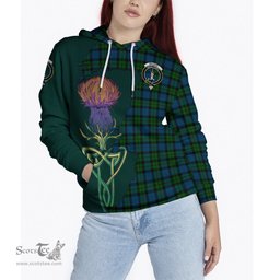 Scottish MacKay Modern Clan Tartan Crest with Thistle and Scotland Map Tartan Plaid Hoodie Scottish Plaid Tartan Plaid - ScotsTee - scotstee.com