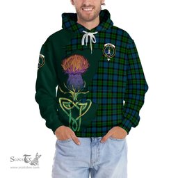 Scottish MacKay Modern Clan Tartan Crest with Thistle and Scotland Map Tartan Plaid Hoodie Scottish Plaid Tartan Plaid - ScotsTee - scotstee.com