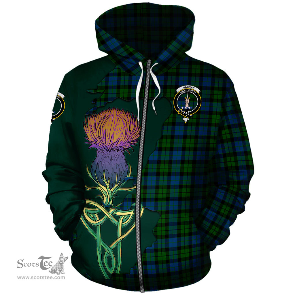 Scottish MacKay Modern Clan Tartan Crest with Thistle and Scotland Map Tartan Plaid Hoodie Scottish Plaid Tartan Plaid - ScotsTee - scotstee.com