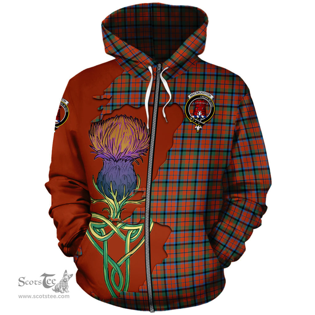 Scottish MacNaughton Ancient Clan Tartan Crest with Thistle and Scotland Map Tartan Plaid Hoodie Scottish Plaid Tartan Plaid - ScotsTee - scotstee.com