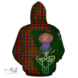 Scottish Kinninmont Clan Tartan Crest with Thistle and Scotland Map Tartan Plaid Hoodie Scottish Plaid Tartan Plaid - ScotsTee - scotstee.com