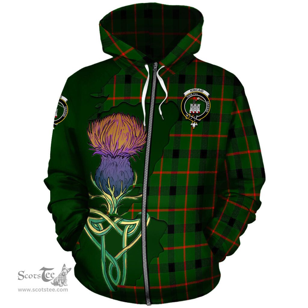 Scottish Kincaid Modern Clan Tartan Crest with Thistle and Scotland Map Tartan Plaid Hoodie Scottish Plaid Tartan Plaid - ScotsTee - scotstee.com