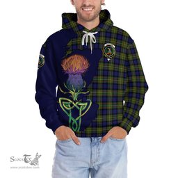 Scottish MacLaren Modern Clan Tartan Crest with Thistle and Scotland Map Tartan Plaid Hoodie Scottish Plaid Tartan Plaid - ScotsTee - scotstee.com