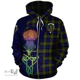 Scottish MacLaren Modern Clan Tartan Crest with Thistle and Scotland Map Tartan Plaid Hoodie Scottish Plaid Tartan Plaid - ScotsTee - scotstee.com