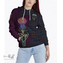 Scottish MacLaine of Lochbuie Hunting Clan Tartan Crest with Thistle and Scotland Map Tartan Plaid Hoodie Scottish Plaid Tartan Plaid - ScotsTee - scotstee.com
