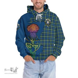 Scottish Lamont Ancient Clan Tartan Crest with Thistle and Scotland Map Tartan Plaid Hoodie Scottish Plaid Tartan Plaid - ScotsTee - scotstee.com