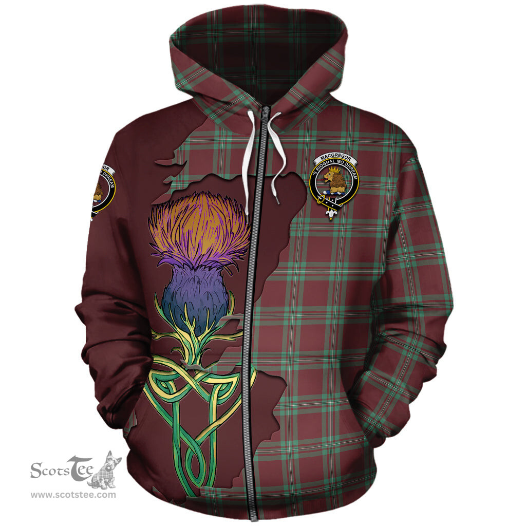 Scottish MacGregor Hunting Ancient Clan Tartan Crest with Thistle and Scotland Map Tartan Plaid Hoodie Scottish Plaid Tartan Plaid - ScotsTee - scotstee.com