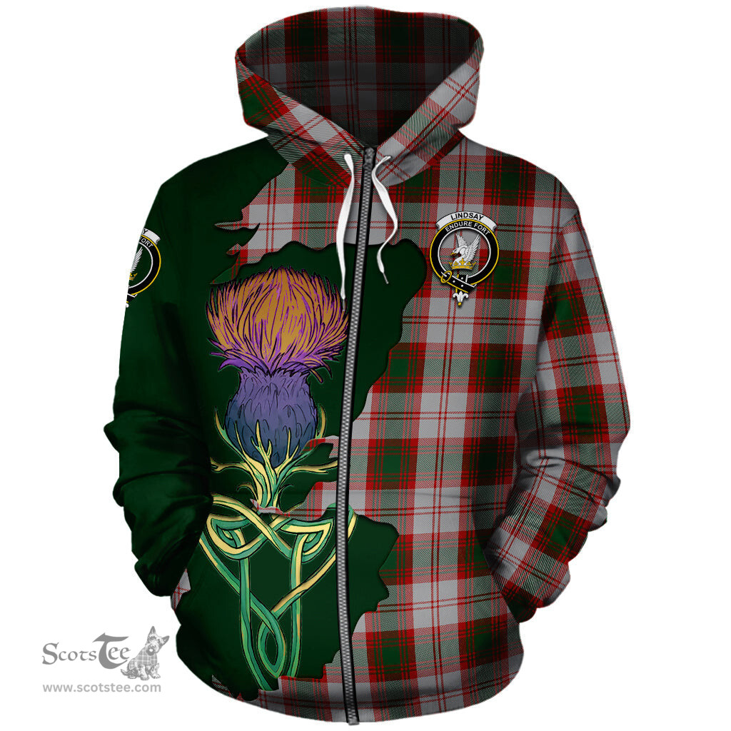 Scottish Lindsay Dress Red Clan Tartan Crest with Thistle and Scotland Map Tartan Plaid Hoodie Scottish Plaid Tartan Plaid - ScotsTee - scotstee.com