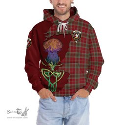 Scottish Lindsay Weathered Clan Tartan Crest with Thistle and Scotland Map Tartan Plaid Hoodie Scottish Plaid Tartan Plaid - ScotsTee - scotstee.com