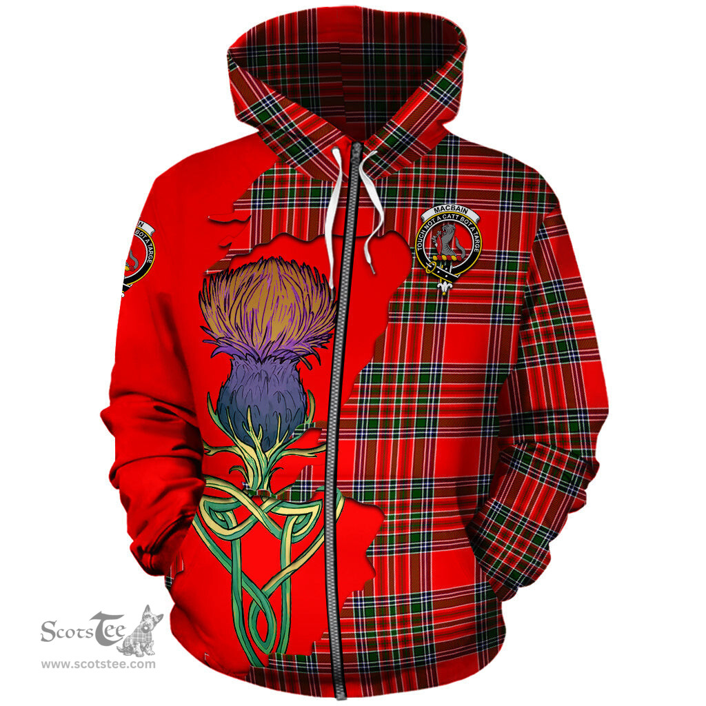Scottish MacBain Clan Tartan Crest with Thistle and Scotland Map Tartan Plaid Hoodie Scottish Plaid Tartan Plaid - ScotsTee - scotstee.com
