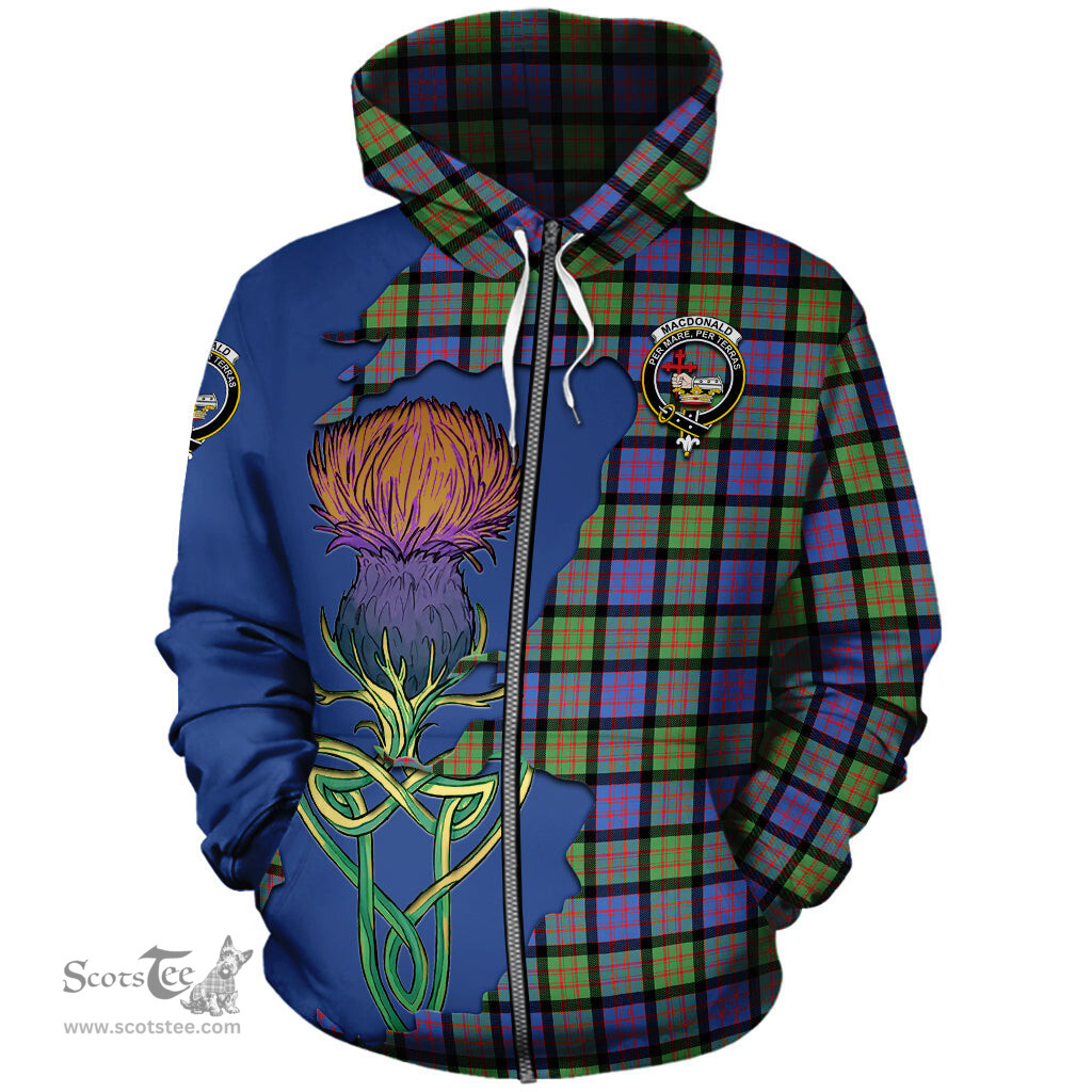 Scottish MacDonald Ancient Clan Tartan Crest with Thistle and Scotland Map Tartan Plaid Hoodie Scottish Plaid Tartan Plaid - ScotsTee - scotstee.com