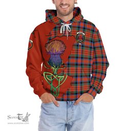 Scottish MacDuff Ancient Clan Tartan Crest with Thistle and Scotland Map Tartan Plaid Hoodie Scottish Plaid Tartan Plaid - ScotsTee - scotstee.com