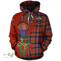 Scottish MacDuff Ancient Clan Tartan Crest with Thistle and Scotland Map Tartan Plaid Hoodie Scottish Plaid Tartan Plaid - ScotsTee - scotstee.com