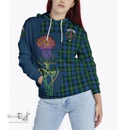 Scottish Lyon Clan Tartan Crest with Thistle and Scotland Map Tartan Plaid Hoodie Scottish Plaid Tartan Plaid - ScotsTee - scotstee.com