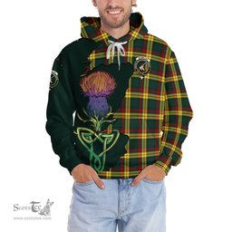 Scottish MacMillan Old Modern Clan Tartan Crest with Thistle and Scotland Map Tartan Plaid Hoodie Scottish Plaid Tartan Plaid - ScotsTee - scotstee.com