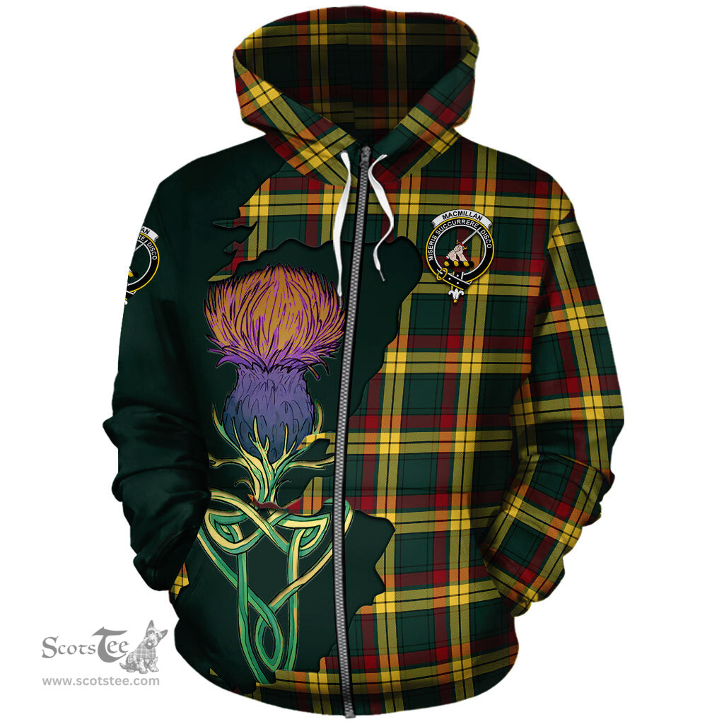 Scottish MacMillan Old Modern Clan Tartan Crest with Thistle and Scotland Map Tartan Plaid Hoodie Scottish Plaid Tartan Plaid - ScotsTee - scotstee.com