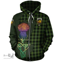 Scottish MacIver Hunting Clan Tartan Crest with Thistle and Scotland Map Tartan Plaid Hoodie Scottish Plaid Tartan Plaid - ScotsTee - scotstee.com