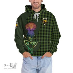 Scottish MacIver Hunting Clan Tartan Crest with Thistle and Scotland Map Tartan Plaid Hoodie Scottish Plaid Tartan Plaid - ScotsTee - scotstee.com