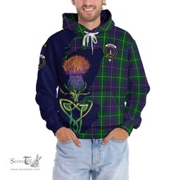 Scottish MacIntyre Inglis Clan Tartan Crest with Thistle and Scotland Map Tartan Plaid Hoodie Scottish Plaid Tartan Plaid - ScotsTee - scotstee.com