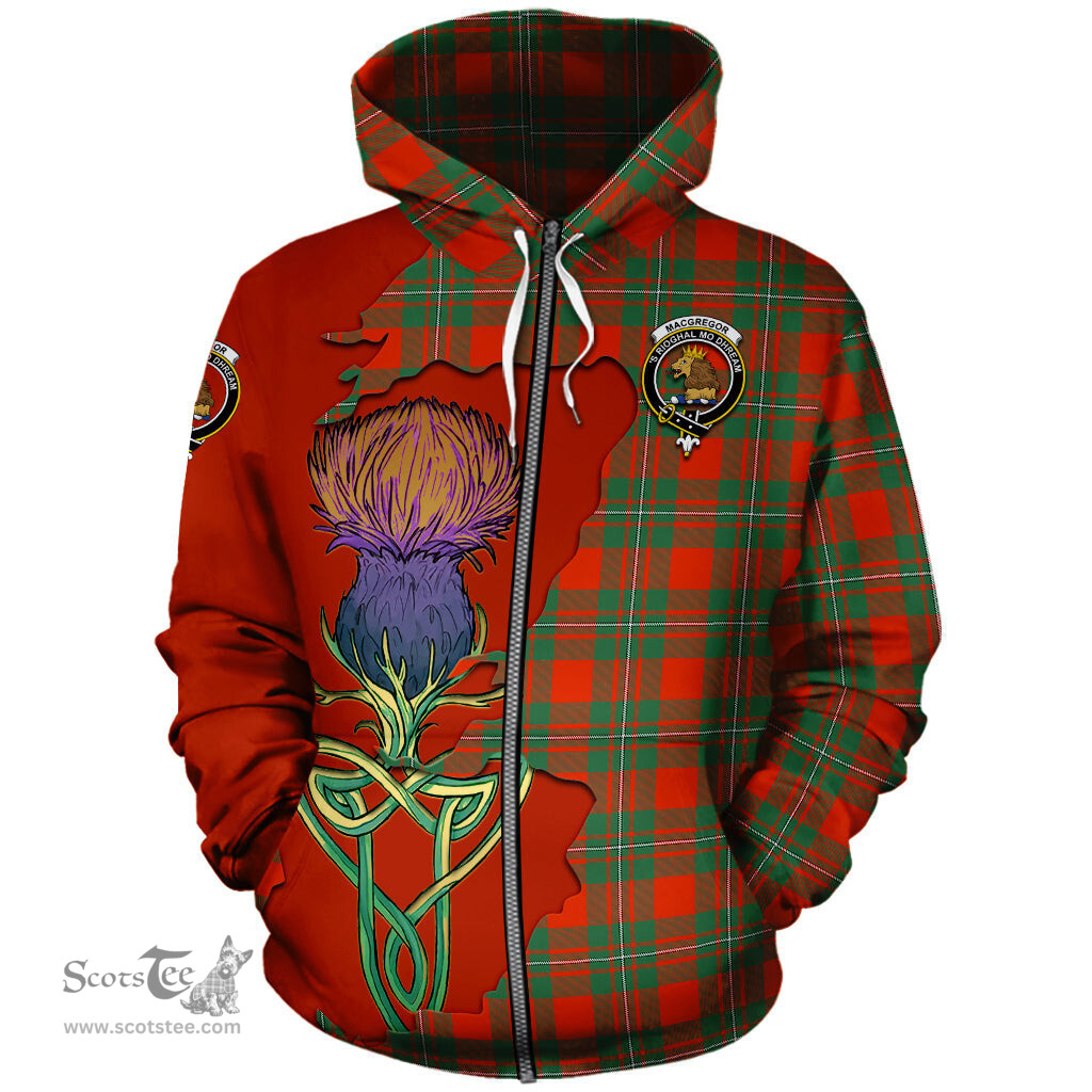 Scottish MacGregor Ancient Clan Tartan Crest with Thistle and Scotland Map Tartan Plaid Hoodie Scottish Plaid Tartan Plaid - ScotsTee - scotstee.com