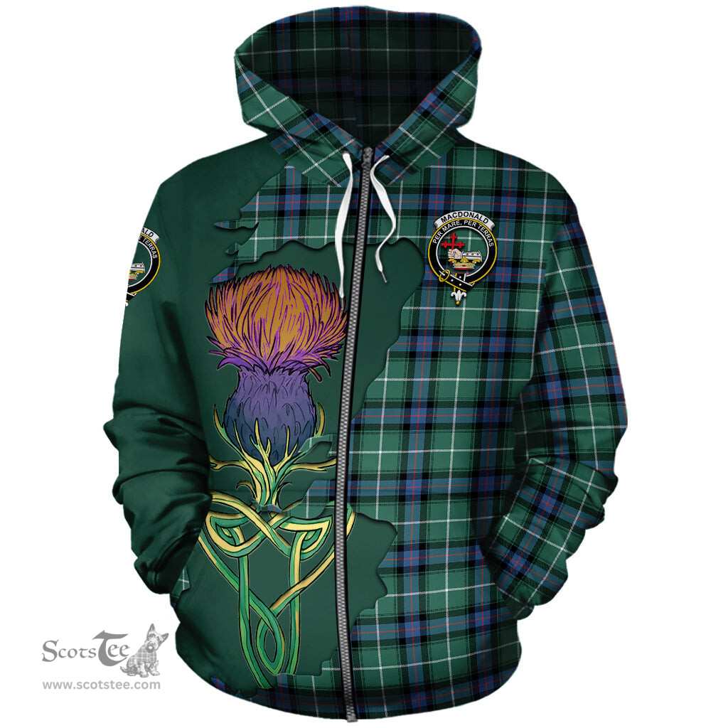 Scottish MacDonald of the Isles Hunting Ancient Clan Tartan Crest with Thistle and Scotland Map Tartan Plaid Hoodie Scottish Plaid Tartan Plaid - ScotsTee - scotstee.com