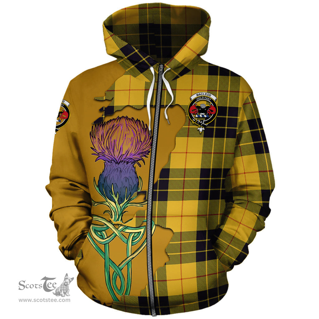 Scottish MacLeod of Lewis Ancient Clan Tartan Crest with Thistle and Scotland Map Tartan Plaid Hoodie Scottish Plaid Tartan Plaid - ScotsTee - scotstee.com