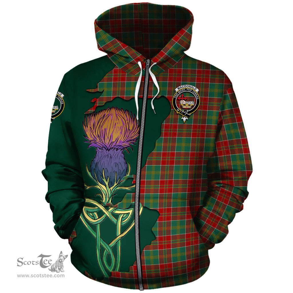 Scottish MacDonald of Kingsburgh Clan Tartan Crest with Thistle and Scotland Map Tartan Plaid Hoodie Scottish Plaid Tartan Plaid - ScotsTee - scotstee.com
