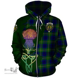 Scottish Johnston Modern Clan Tartan Crest with Thistle and Scotland Map Tartan Plaid Hoodie Scottish Plaid Tartan Plaid - ScotsTee - scotstee.com