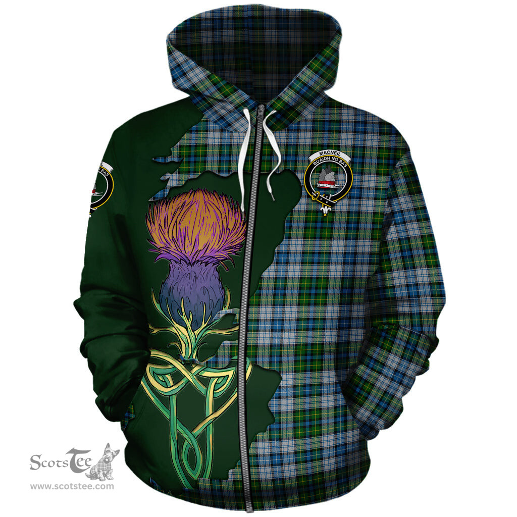 Scottish MacNeil Dress Clan Tartan Crest with Thistle and Scotland Map Tartan Plaid Hoodie Scottish Plaid Tartan Plaid - ScotsTee - scotstee.com