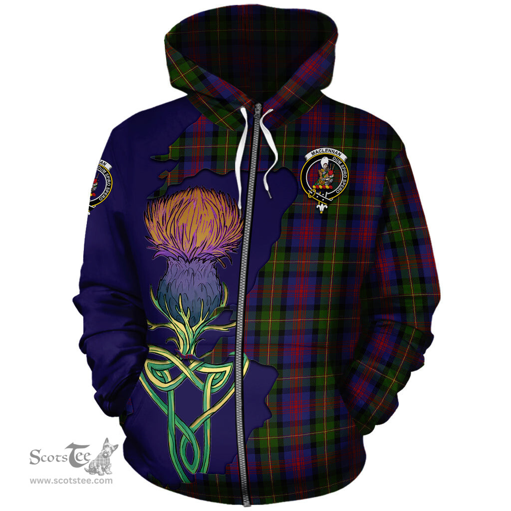 Scottish MacLennan Clan Tartan Crest with Thistle and Scotland Map Tartan Plaid Hoodie Scottish Plaid Tartan Plaid - ScotsTee - scotstee.com