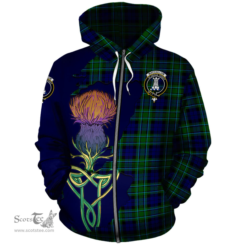 Scottish MacCallum Modern Clan Tartan Crest with Thistle and Scotland Map Tartan Plaid Hoodie Scottish Plaid Tartan Plaid - ScotsTee - scotstee.com