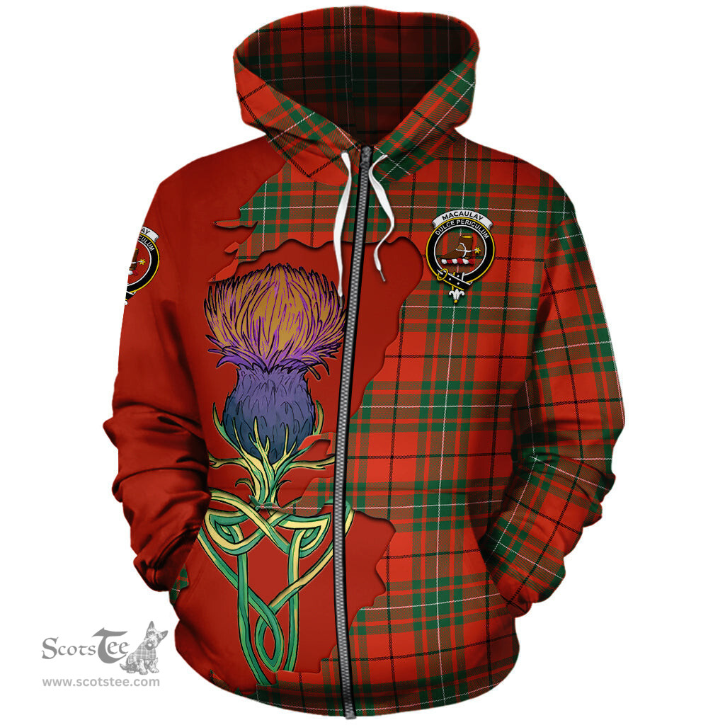 Scottish MacAulay Ancient Clan Tartan Crest with Thistle and Scotland Map Tartan Plaid Hoodie Scottish Plaid Tartan Plaid - ScotsTee - scotstee.com