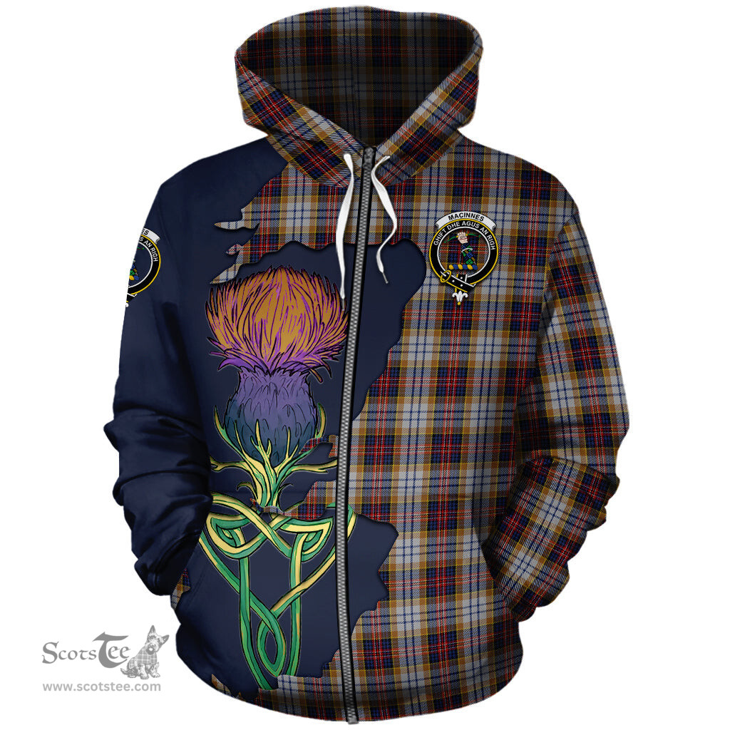 Scottish MacInnes Ancient Hunting Clan Tartan Crest with Thistle and Scotland Map Tartan Plaid Hoodie Scottish Plaid Tartan Plaid - ScotsTee - scotstee.com