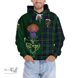 Scottish Leslie Hunting Clan Tartan Crest with Thistle and Scotland Map Tartan Plaid Hoodie Scottish Plaid Tartan Plaid - ScotsTee - scotstee.com