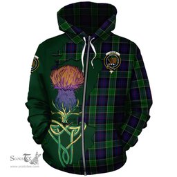 Scottish Leslie Hunting Clan Tartan Crest with Thistle and Scotland Map Tartan Plaid Hoodie Scottish Plaid Tartan Plaid - ScotsTee - scotstee.com