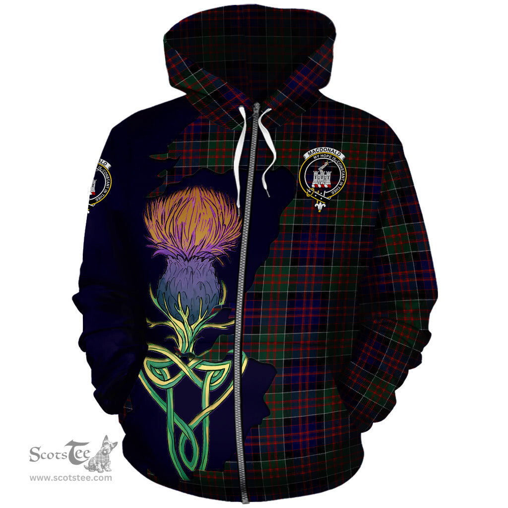 Scottish MacDonald of Clan Ranald Clan Tartan Crest with Thistle and Scotland Map Tartan Plaid Hoodie Scottish Plaid Tartan Plaid - ScotsTee - scotstee.com