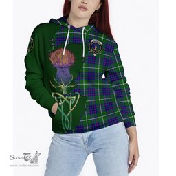 Scottish MacIntyre Hunting Modern Clan Tartan Crest with Thistle and Scotland Map Tartan Plaid Hoodie Scottish Plaid Tartan Plaid - ScotsTee - scotstee.com
