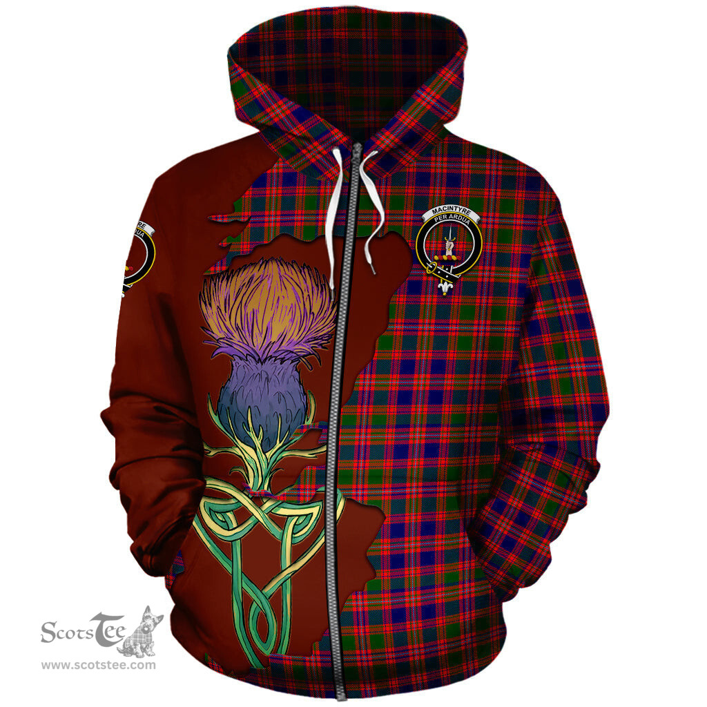 Scottish MacIntyre Modern Clan Tartan Crest with Thistle and Scotland Map Tartan Plaid Hoodie Scottish Plaid Tartan Plaid - ScotsTee - scotstee.com
