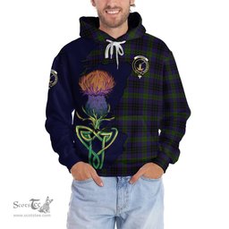 Scottish Lumsden Hunting Clan Tartan Crest with Thistle and Scotland Map Tartan Plaid Hoodie Scottish Plaid Tartan Plaid - ScotsTee - scotstee.com