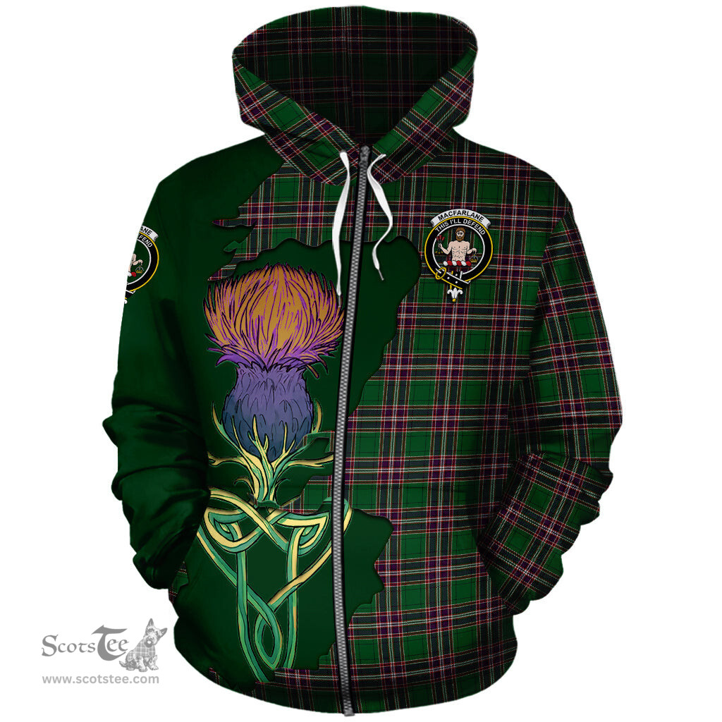 Scottish MacFarlane Hunting Clan Tartan Crest with Thistle and Scotland Map Tartan Plaid Hoodie Scottish Plaid Tartan Plaid - ScotsTee - scotstee.com