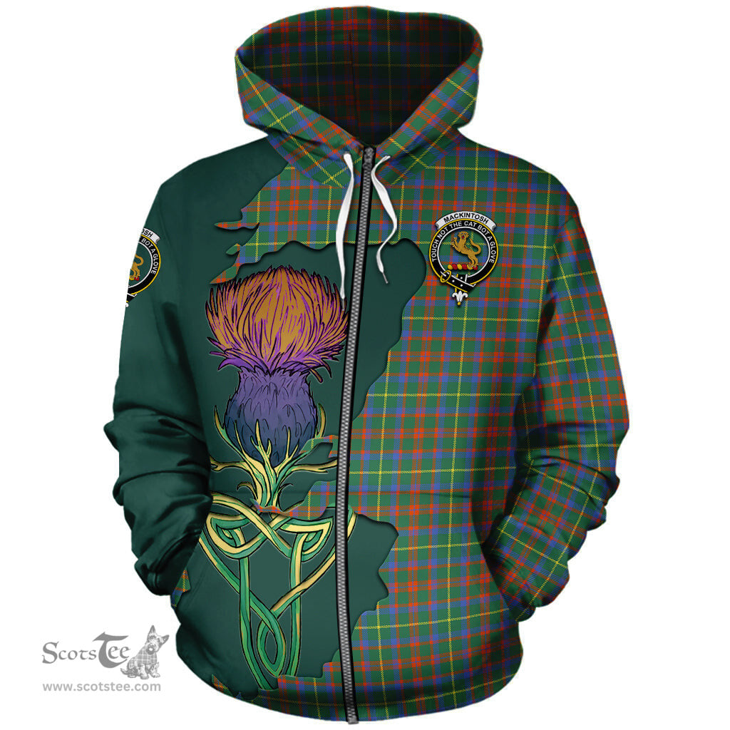 Scottish MacKintosh Hunting Ancient Clan Tartan Crest with Thistle and Scotland Map Tartan Plaid Hoodie Scottish Plaid Tartan Plaid - ScotsTee - scotstee.com