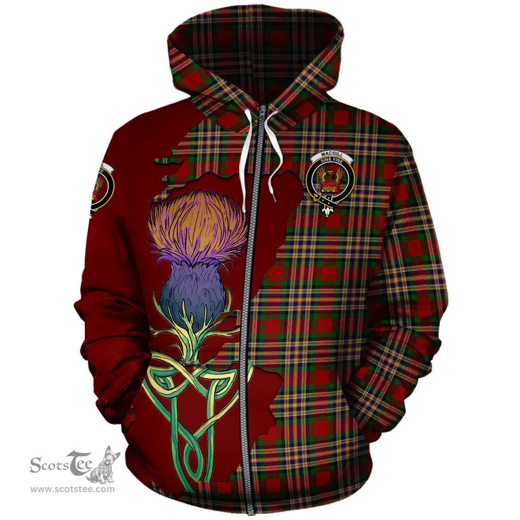 Scottish MacGill Clan Tartan Crest with Thistle and Scotland Map Tartan Plaid Hoodie Scottish Plaid Tartan Plaid - ScotsTee - scotstee.com