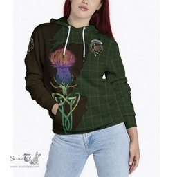 Scottish MacKinnon Hunting Clan Tartan Crest with Thistle and Scotland Map Tartan Plaid Hoodie Scottish Plaid Tartan Plaid - ScotsTee - scotstee.com