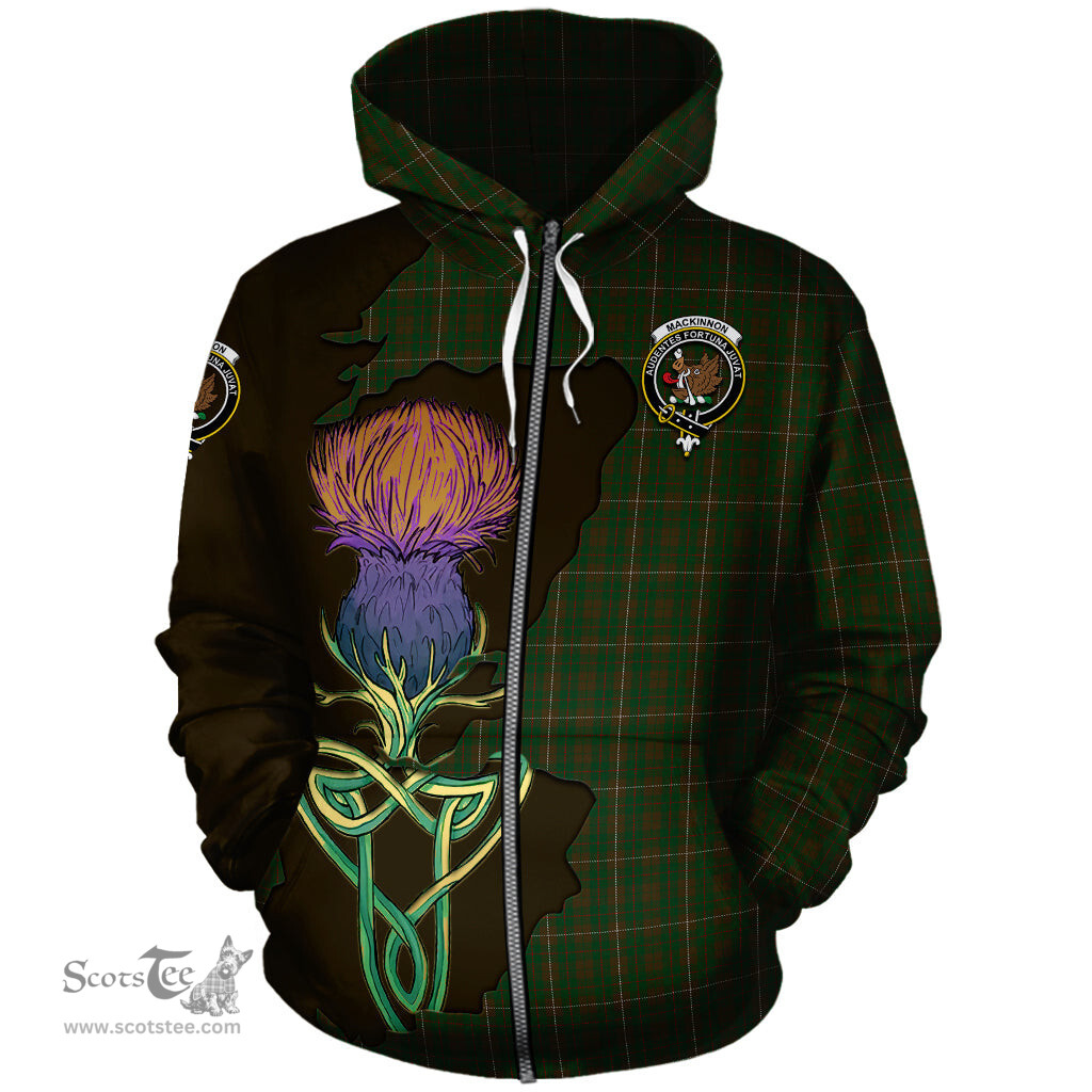 Scottish MacKinnon Hunting Clan Tartan Crest with Thistle and Scotland Map Tartan Plaid Hoodie Scottish Plaid Tartan Plaid - ScotsTee - scotstee.com