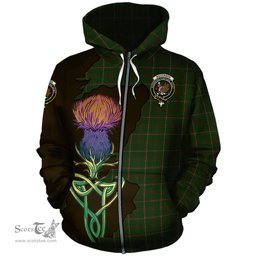 Scottish MacKinnon Hunting Clan Tartan Crest with Thistle and Scotland Map Tartan Plaid Hoodie Scottish Plaid Tartan Plaid - ScotsTee - scotstee.com