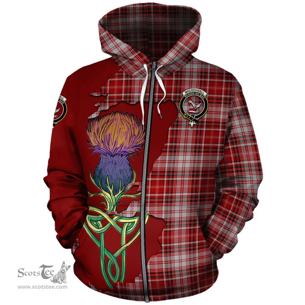 Scottish MacDougall Dress Clan Tartan Crest with Thistle and Scotland Map Tartan Plaid Hoodie Scottish Plaid Tartan Plaid - ScotsTee - scotstee.com